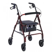 Flame Finish Aluminum Rollator with Loop Brakes, Flame Blue
