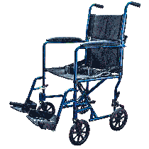 "Transport Chair with Swing Away Foot Rest 19"" Width, Aluminum, Blue"