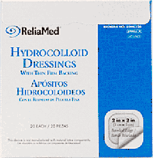 "ReliaMed Sterile Latex-Free Hydrocolloid Dressing with Film Back and Beveled Edge 2"" x 2"""
