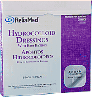 "ReliaMed Sterile Latex-Free Hydrocolloid Dressing with Foam Back 4"" x 4"""